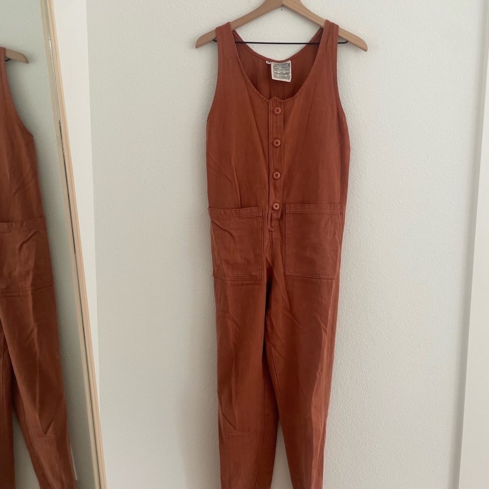 Jungmaven Terracotta Button-Front Jumpsuit
